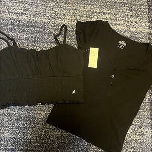 Hollister Black Cropped top and T-Shirt